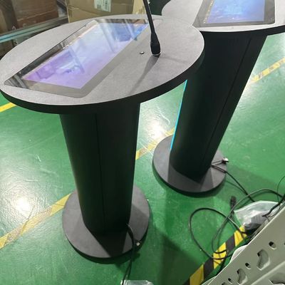 Podio digital multimédia 13,3 polegadas pcap toque LCD púlpito amplificador de alto-falante e microfone sem fio para reuniões