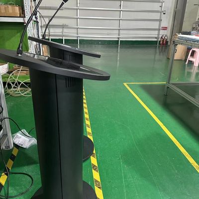 Podio digital multimédia 13,3 polegadas pcap toque LCD púlpito amplificador de alto-falante e microfone sem fio para reuniões