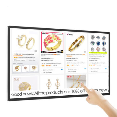 Sinalização digital de 65 polegadas 4K Ultra HD montada na parede com 4mm/10mm de bordas e painel de toque infravermelho