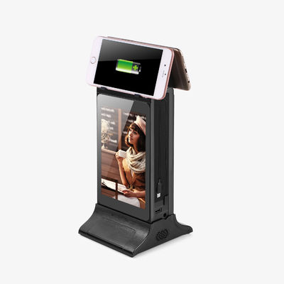 Negro 10 polegadas Advanced L-Shaped Desktop HD LCD Screen Publicidade Player com Menu Power Bank