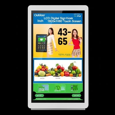 Quiosque de Sinalização Digital LCD para Exterior 43-65 Polegadas 1920x1080 Tela Sensível ao Toque