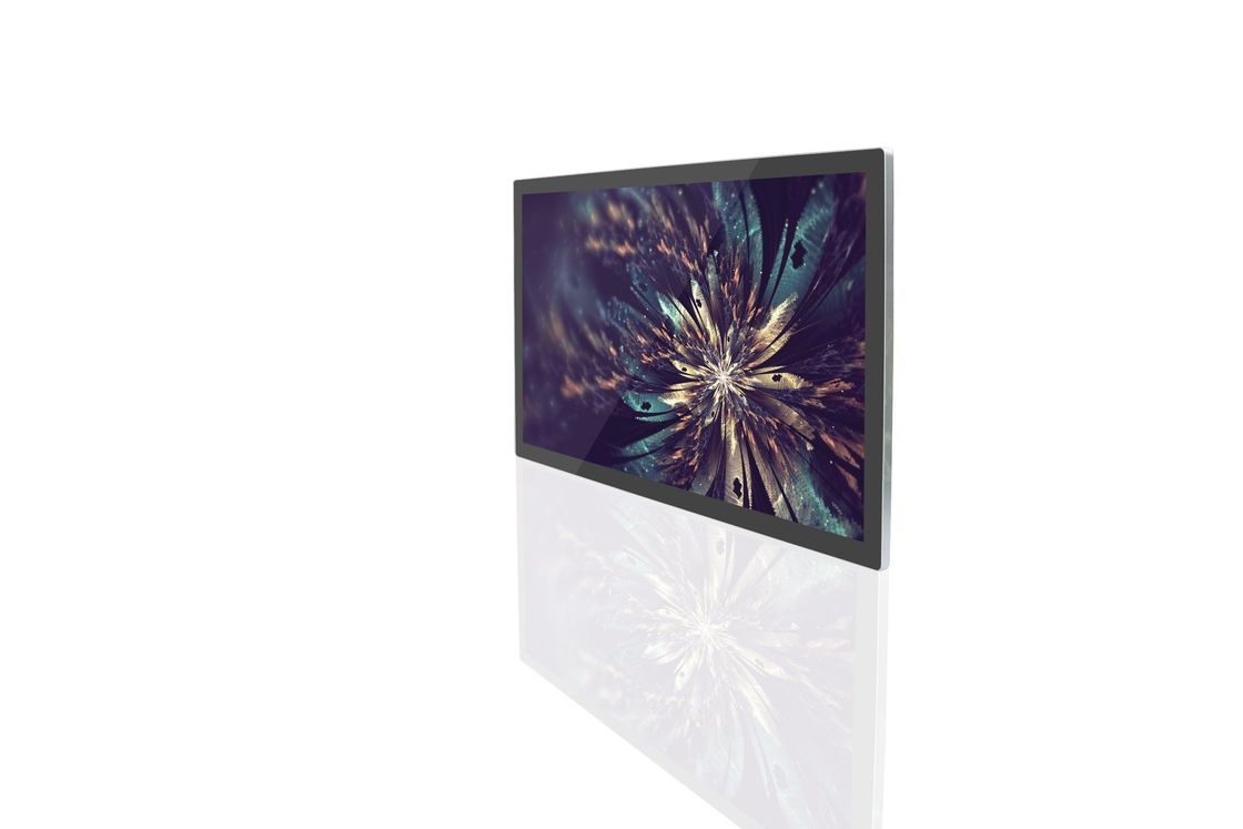 Sinalização digital de 65 polegadas 4K Ultra HD montada na parede com 4mm/10mm de bordas e painel de toque infravermelho