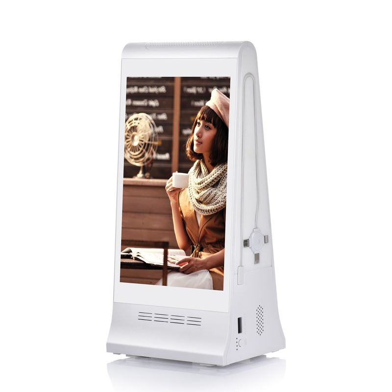 Display de chamadas de 8 polegadas de tela de mesa LCD Display de publicidade com menu Power Bank