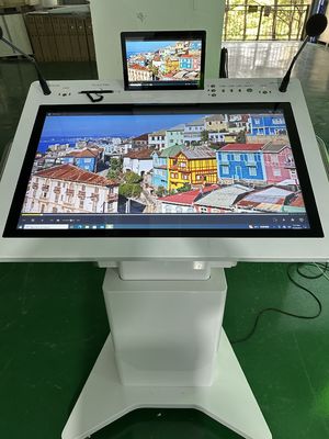 Smart duplo ecrã AIO pódio de reunião 32 "janela PCAP interativo mais 10" LCD monitor de exibição púlpito